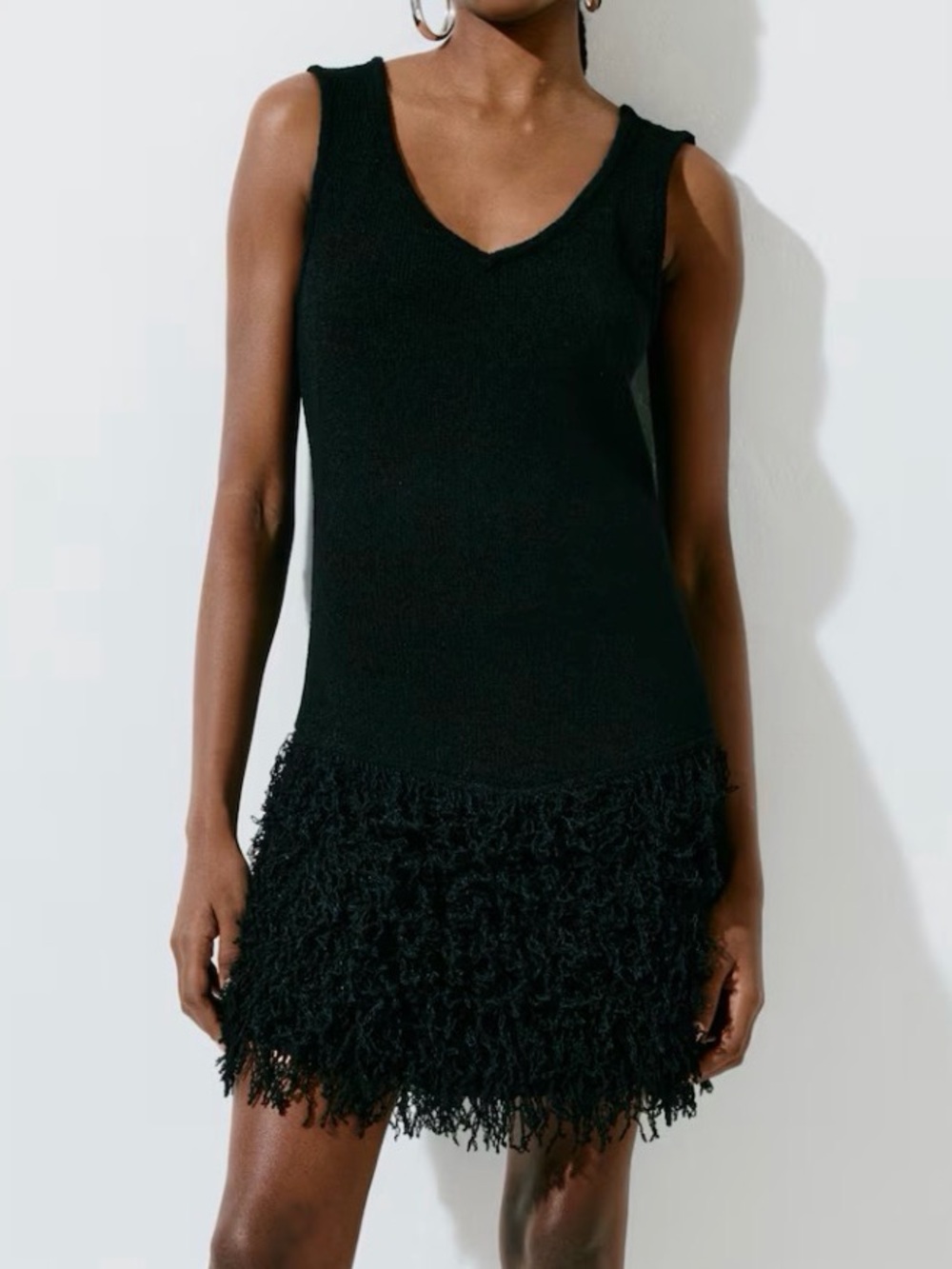 H&M Fringe-Trimmed Knit Dress